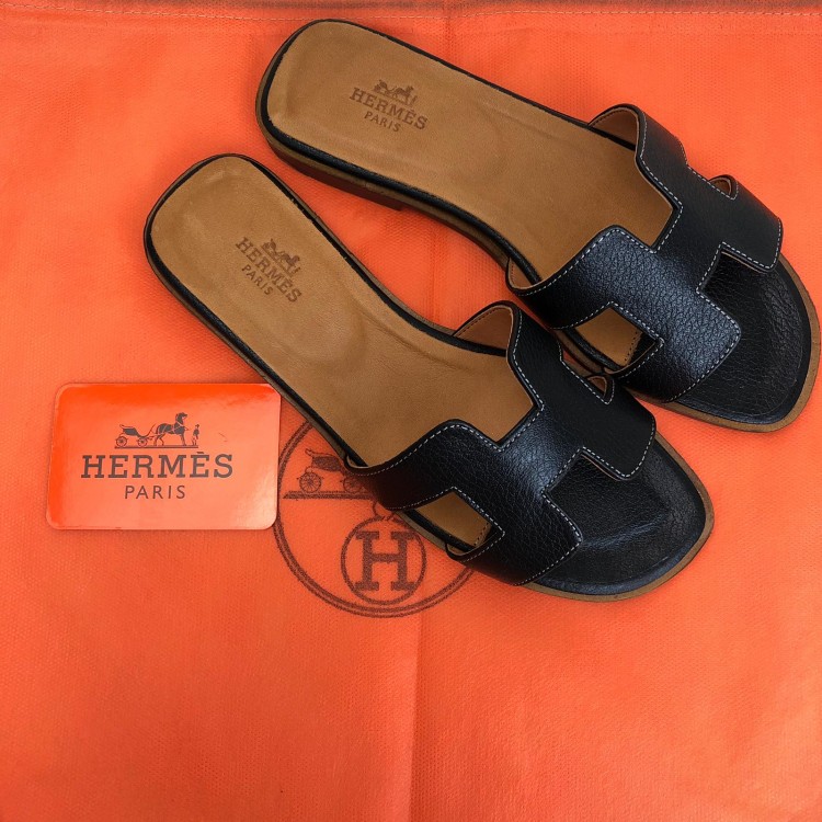 HERMES ORAN SANDALS SİYAH TERLİK